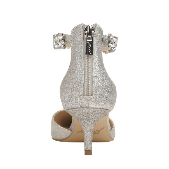Jewel Badgley Mischka Robles Crystal Embellished Kitten Heels Silver Glitter 7M - Picture 9 of 11